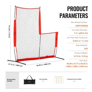 Plasa de protectie VEVOR SSPDYBQ002 pentru baseball si softball portabila cu structura stabila - Img 7