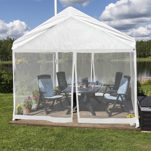Plasa de tantari Relaxdays pentru foisor de 3 x 3 m, 2 panouri laterale, cu fermoar si velcro, plasa de tantari XL de 12 m, alba - Img 2
