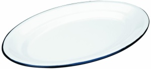 Platou de servire oval Ibili 903940, alb, din otel, dimensiuni 42x29 cm