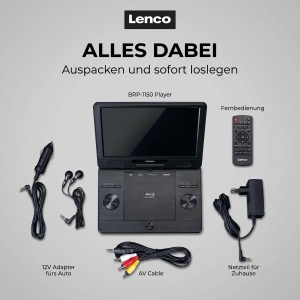 Player DVD portabil Lenco BRP-1150BK, ecran 11.5, acumulator integrat - Img 8