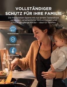 Plita cu inductie Midea MIH741F238K0, 4 zone, 7400W, control tactil - Img 5