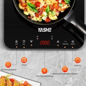 Plita cu inductie YASHE 2000W 10 trepte de temperatura Timer 4 ore Design portabil - Img 2