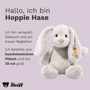 Plush Hase Steiff Hoppie 28 cm gri deschis, jucarie de plus, pentru copii - Img 5