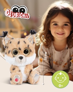 Plush Luchs Lenzo 15cm NICI - Jucarie de plus cu ochi stralucitori si detalii aurii - Img 2