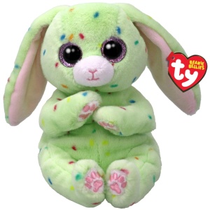 Plushie TY Beanie Bellies Fern, Iepuras Verde cu Glitzeraugen, 20 cm