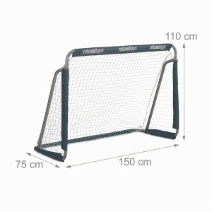 Poarta de fotbal Relaxdays pentru gradina, 110 x 150 x 75 cm, metal, gri - Img 4