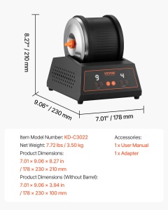 Polizor de piatra VEVOR KD-C3022, 1,81 kg, 4 viteze, negru - Img 7