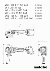 Polizor unghiular cu acumulator Metabo WVB 18 LT BL 11-125 Quick, 125mm, 1100W - Img 2