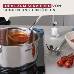 Polonic Fackelmann Essential din otel inoxidabil cu maner albastru inchis ergonomic ideal pentru supe si ciorbe - Img 5