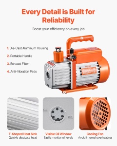 Pompa de Vacuum VEVOR VP135, 4 CFM, pentru R134a, R22, R410a - Img 5