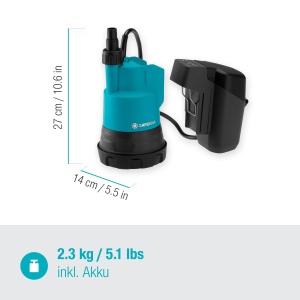 Pompa submersibila Gardena 20002 18V P4A, 2000 lh, 2 bar, fara acumulator - Img 8
