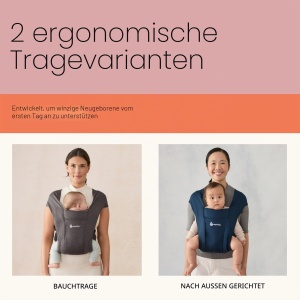 Portbebe Ergobaby Embrace, 0-12 luni, 3,2-11,3 kg, Albastru Oxford - Img 5