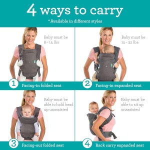 Portbebe Ergonomic Infantino Flip Advanced 4-in-1, 3,6-14,5 kg, Gri - Img 2