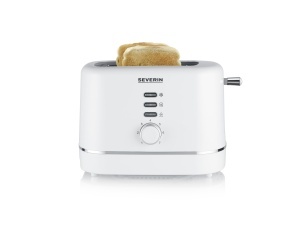 Prajitor de paine automat SEVERIN, pentru 2 felii, atasament pentru role din otel inoxidabil, functie de incalzire si dezghetare, grad reglabil de rumenire, oprire automata, 850 W, alb, AT 4324
