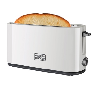 Prajitor de paine BlackDecker BXTO1001E, 1000W, 7 trepte, fanta extra larga, alb