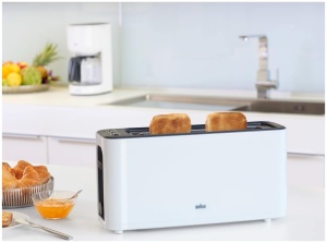Prajitor de paine Braun HT3100WH, 1 fanta, 7 niveluri rumenire, 1000 W, Alb - Img 2