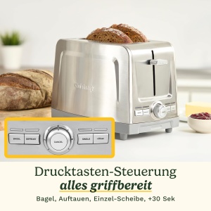 Prajitor de paine Cuisinart Core Collection, 2 felii, functii multiple, inox - Img 3