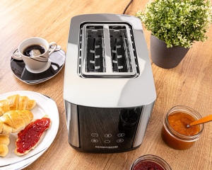 PRAJITOR DE PAINE ROMMELSBACHER TO 850, 2 fante largi pentru paine prajita pana la XL, centrare automata felii de paine, afisaj LED, afisaj cu numaratoare inversa, 9 niveluri, nivel de dezghetare, atasament pentru chifle, sertar pentru firimituri - Img 5
