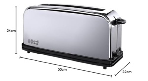Prajitor de paine Russell Hobbs [fanta lunga pentru 2 felii / 1 felie lata de paine] Victory Stainless Steel (fanta foarte lata pentru paine prajita, incl. accesoriu pentru chifle, 6 niveluri de rumenire + functie de dezghetare si reincalzire) 23510-56 - Img 7