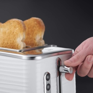 Prajitor de paine Russell Hobbs [pentru 2 felii] Inspire White cu structura lucioasa de inalta calitate (fante foarte largi pentru paine prajita, inclusiv accesoriu pentru chifle, 6 niveluri de rumenire + functie de dezghetare si reincalzire) 24370-56 - Img 3