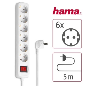 Prelungitor Hama 6 Prize Alb 5m Save Energy Schalter Protectie Suplimentara - Img 8