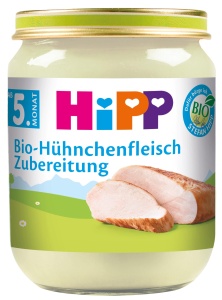 Preparat de carne de pui HiPP Bio, 6 x 125g, fara sare, cu ulei de rapita