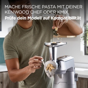 Presa de paste Kenwood Pasta Fresca KAX92 A0ME accesorii robot de bucatarie carcasa din otel inoxidabil incl insertie de paste din bronz pentru Macche - Img 3