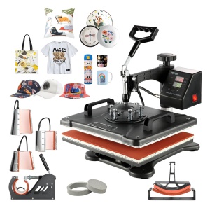 Presa de Transfer VEVOR 38 x 38 cm, 1200 W, Max. 250 C, 8 in 1