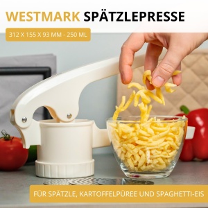 Presa multifunctionala Westmark pentru Spatzle si piure din plastic alb 41 cm - Img 3