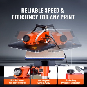 Presa termica multifunctionala VEVOR 8-in-1 930W 360deg rotatie pentru haine cesti si accesorii personalizate - Img 4