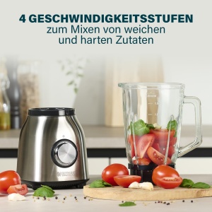 Princess Stand Mixer - 4 setari de viteza, functie de puls, 6 lame, 1000 wati, ulcior de sticla de 1,5 litri, otel inoxidabil periat, 212091, otel inoxidabil, periat, 01.212091.01.001 - Img 3