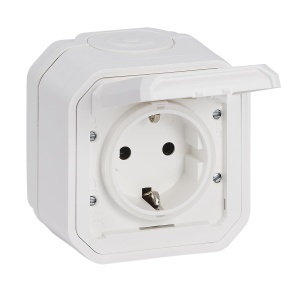 Priza de exterior Legrand Plexo New, 16A, 250V, IP44, alba