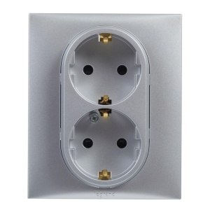 Priza dubla LEGRAND Niloe Step 398209 16A montaj incastrat culoare aluminiu
