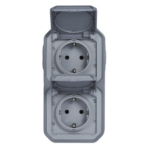 Priza dubla Legrand Plexo New 069744L montaj vertical protectie IP44 gri - Img 3