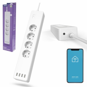 Priza Inteligenta WLAN Hama cu 4 Porturi USB, Control Individual, Alb