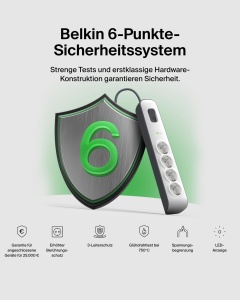 Priza multipla Belkin cu protectie la supratensiune, 4 iesiri, 525 Joule, cablu 2 m - Img 4