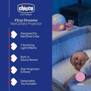 Proiector de Stele Chicco Next2Stars cu Muzica si Senzatie de Sunet, Roz - Img 2