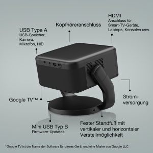 Proiector laser portabil Epson EpiqVision EF-22B Full HD 150 inch Google TV Bluetooth Negru - Img 2