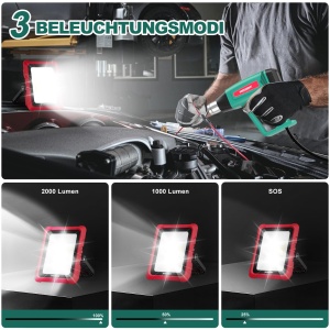 Proiector LED portabil HYCHIKA, 20W, 2000 lumeni, 6500K, IP65, cu acumulator 4400mAh - Img 4