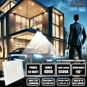 Proiector LED V-TAC E-SERIES 50W Alb, 4000 Lumen, IP65 - Img 6