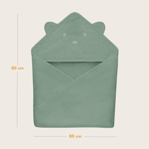 Prosop cu gluga din muselina Lionelo Prosop de muselina cu gluga pentru bebelusi dupa baie 80x80 cm Prosop de baie moale respirabil pentru bebelusi Te - Img 7