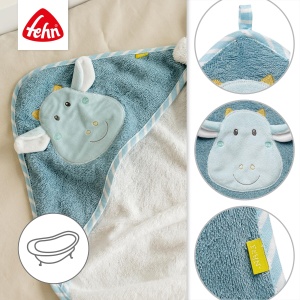 Prosop cu gluga pentru copii Fehn Little Castle model Dragon 80x80 cm material frotir moale - Img 3