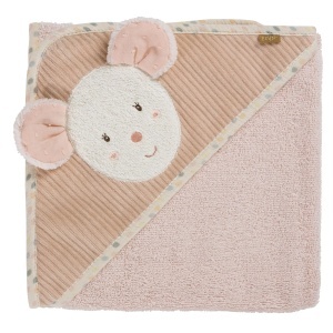 Prosop de baie cu capison Fehn Maus, 80x80 cm, material Frottee, roz