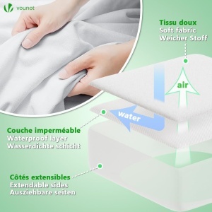 Protector de saltea VOUNOT 180x200 cm, impermeabil, certificat Oeko-TEX, set 2 bucati - Img 4