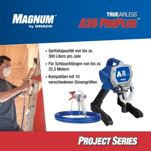 Pulverizator de vopsea fara aer Graco Magnum by Graco 17C244 A30 ProPlus, acasa (debit 1,0 l/min, presiune maxima de pulverizare 207 bar), albastru - Img 6