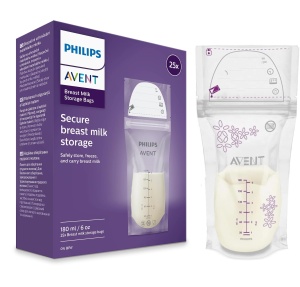 Pungi pentru lapte matern Philips Avent SCF60325 180ml pentru depozitare si congelare set 25 bucati