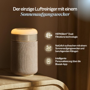 Purificator de aer Blueair Mini Restful, cu filtru HEPASilent, lumina trezire, bej - Img 2