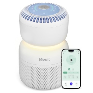 Purificator de aer Levoit HEPA cu 5 senzori, filtru de aer impotriva polenului de praf de mucegai de 99,97%, afisaj in timp real al calitatii aerului, control al aplicatiei, lumina de noapte si zgomot alb pentru un somn mai bun, Sprout - Img 1