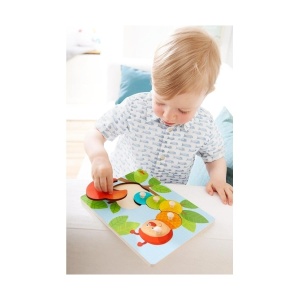 Puzzle din lemn HABA 303189 - Raupe Mina, 6 piese, cu butoane mari, pentru copii 12 luni - Img 2