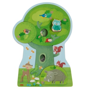 Puzzle din lemn HABA Waldtiere 3D cu 10 piese, pentru copii de la 3 ani